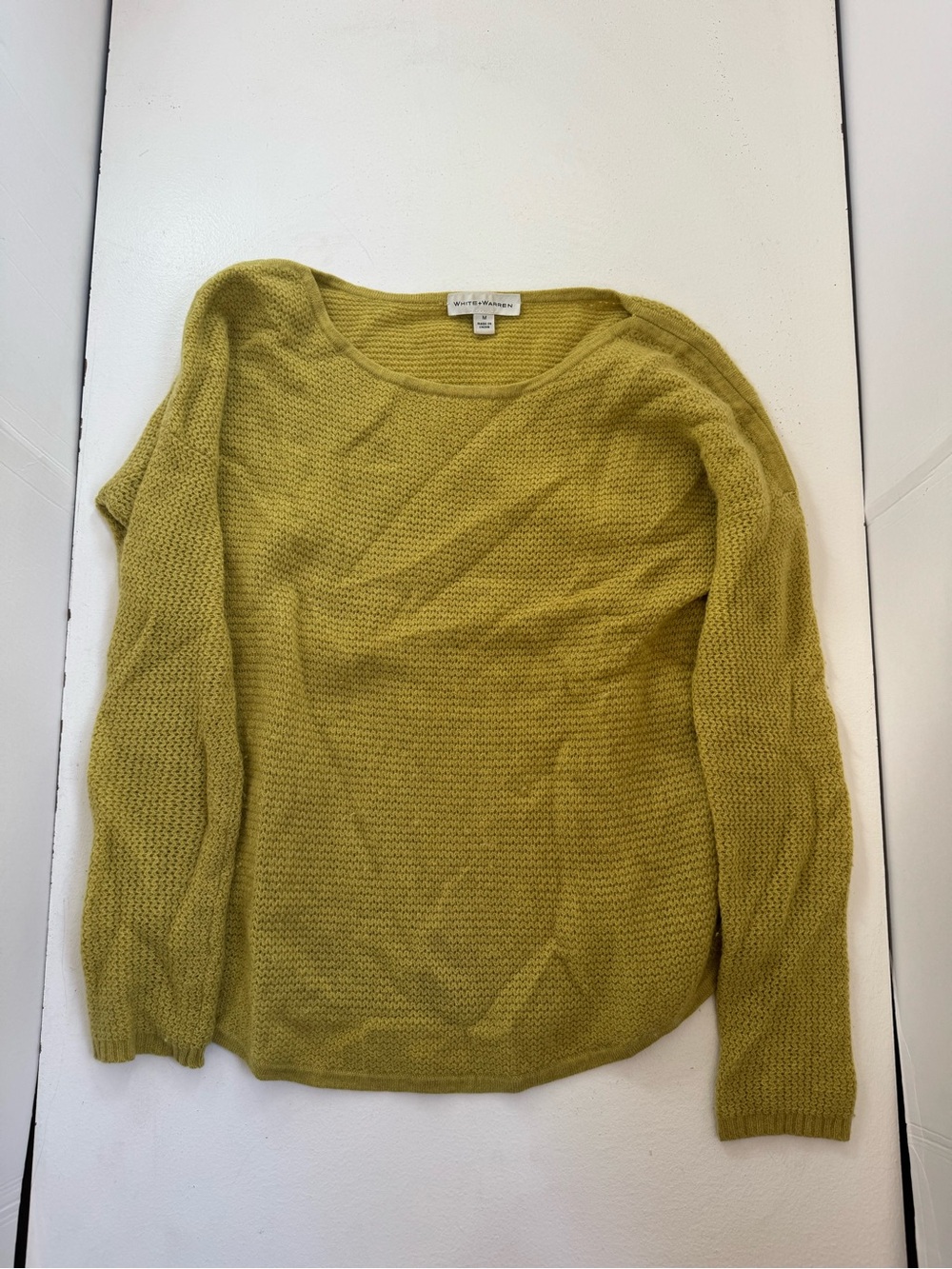 White + Warren 100% Cashmere textured knit crewneck sweater size medium
